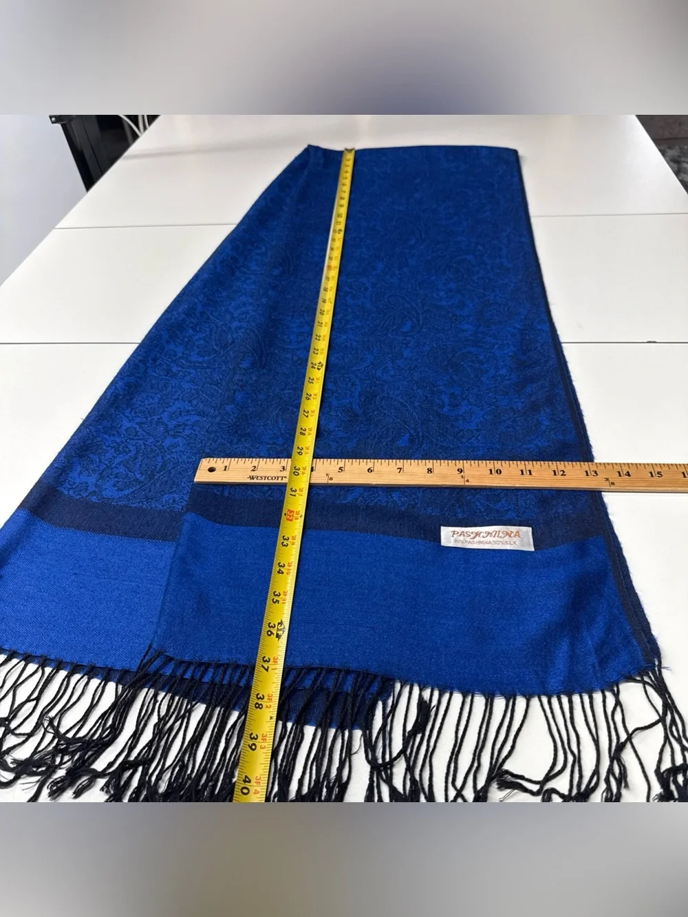 Pashmina Scarf Wrap Shawl Throw Blue‎ Paisley Fringe 26